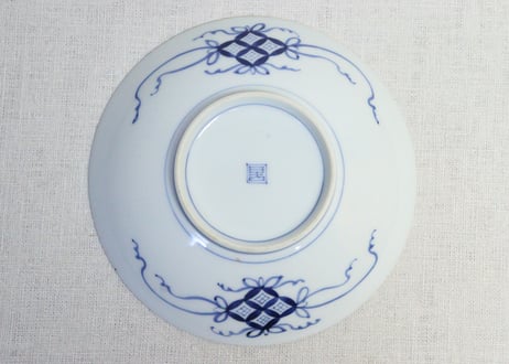 明治後期～大正染付山水図通り物５寸皿