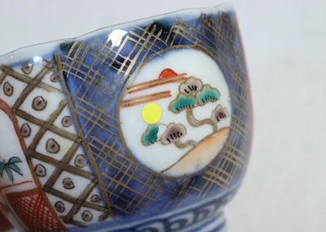 明治前期色絵松竹梅図向付　釉剝げ