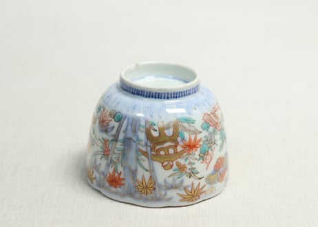 明治前期色絵三方松竹梅と花鳥図通り物向付