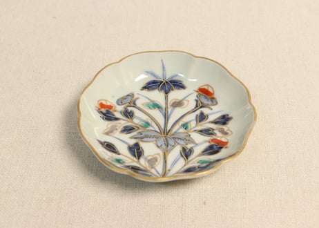 江戸後期色絵草花図小皿 5客組