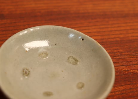 江戸幕末灰釉豆皿　5客組　窯傷込