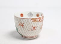 明治前期色絵網手に鶴と梅に鶯図通り物向付①