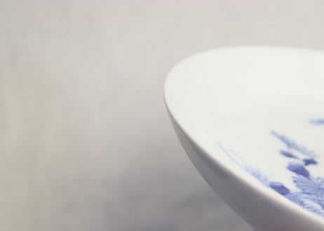 明治前期染付菊図7寸皿