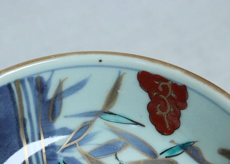 江戸後期色絵アシに水鳥図なます皿①