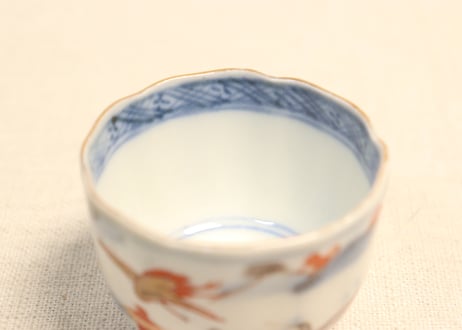 明治前期色絵山水と鶴図小向付