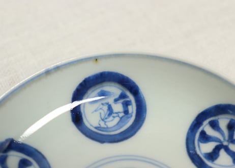 江戸幕末染付六方に丸文小皿①