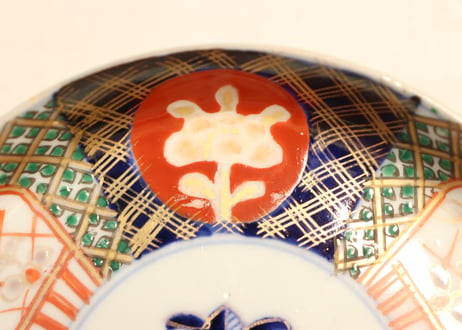 明治前期色絵牡丹図縁立ち5寸皿