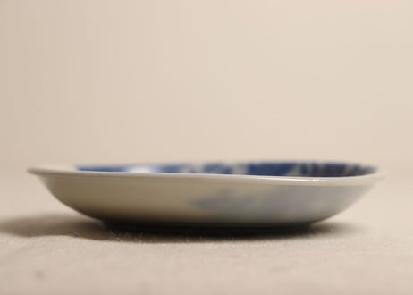 明治後期~大正銅判魚群と鳳凰に桐図小皿　窯傷,かたつき