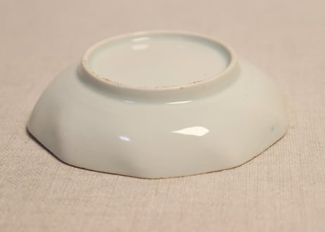 江戸幕末染付山水と雲図十角小皿② ノミホツ