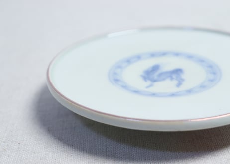 明治前期色絵麒麟に花鳥図蒸茶碗  フリモノ