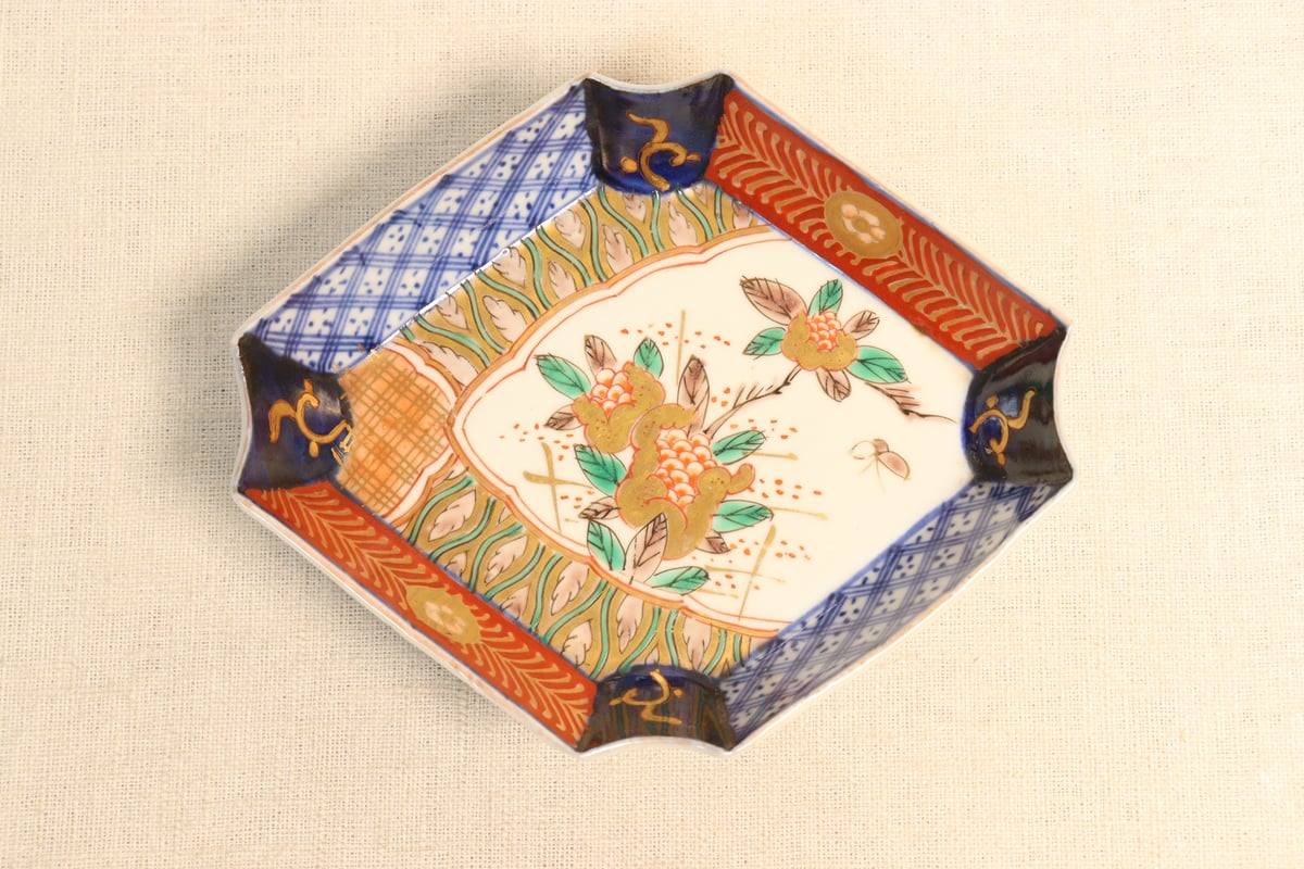 明治前期色絵柘榴図菱形皿① | 吉祥寺PukuPuku