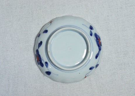 明治前期色絵八方に花図小皿