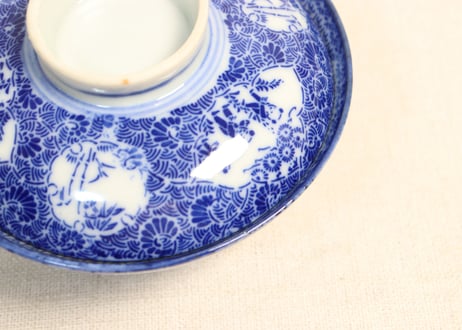 明治前期紙刷唐子と竹林図飯茶碗