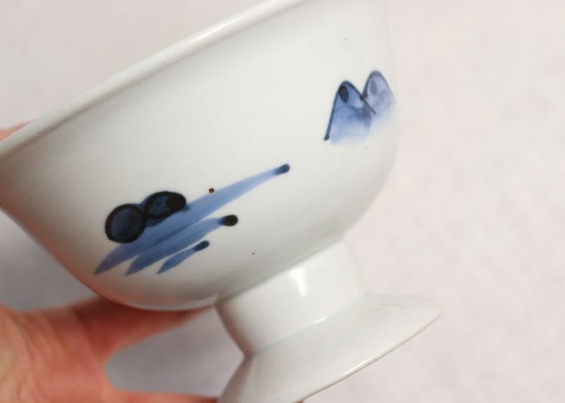 江戸幕末染付山水図盃洗 ホツ,ぐらつき | 吉祥寺PukuPuku