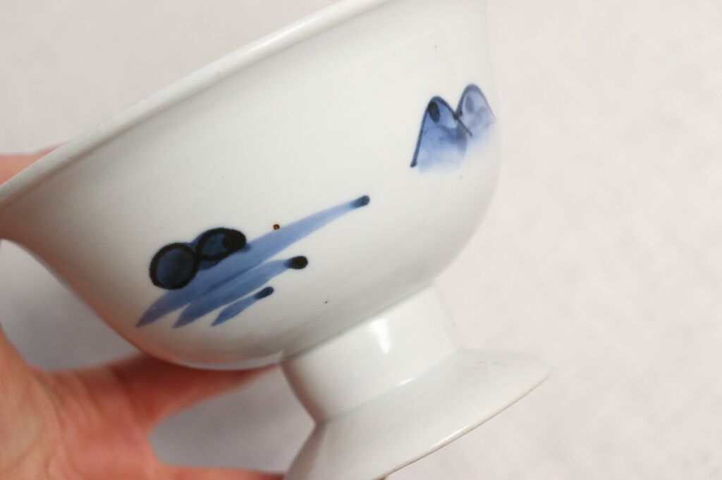 江戸幕末染付山水図盃洗 ホツ,ぐらつき | 吉祥寺PukuPuku