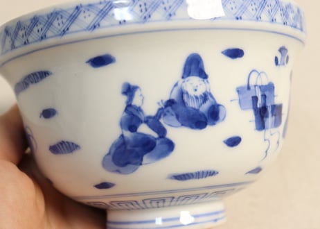 大正~昭和戦前ゴム判七福神図蓋茶碗