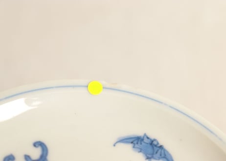 明治前期染付少年と蝙蝠図小皿③ノミホツ ,個体差多め