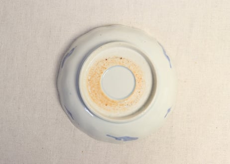 明治前期金彩染付菊図大なます皿 ノミホツ