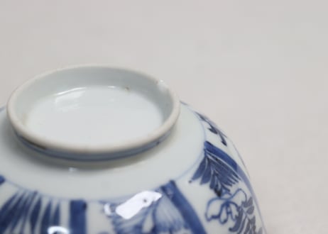 江戸後期染付草花割絵と雪輪図蓋茶碗