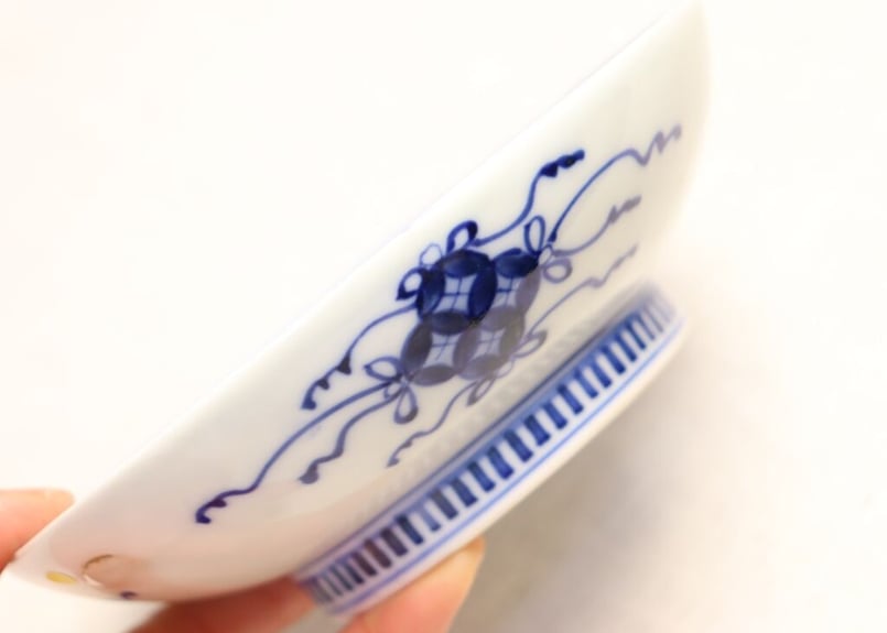 明治前期鍋島焼染付富士図5寸皿 ノミホツ,窯傷 | 吉祥寺PukuPuku