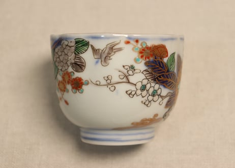 明治前期色絵紫陽花図通り物向付②見込み濃いめ