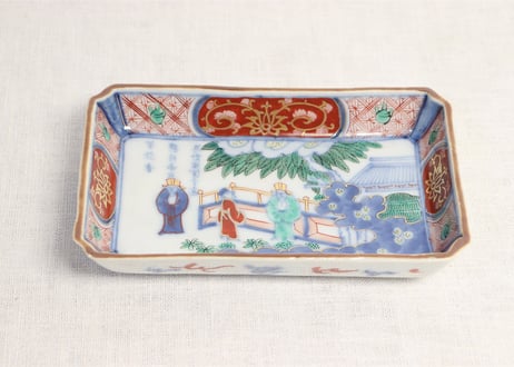 明治前期色絵屋敷に人物図長皿 ノミホツ