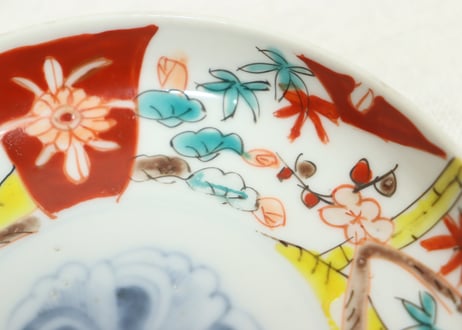 明治前期色絵三方に松竹梅図小皿①