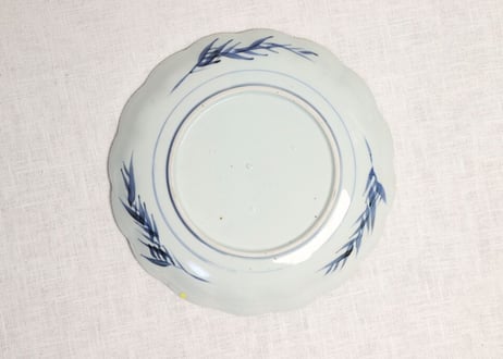 江戸幕末染付鼠大根図8寸皿 アタリ傷