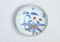 江戸中期色絵赤絵金彩栗図春寒鉢③　カマキズ