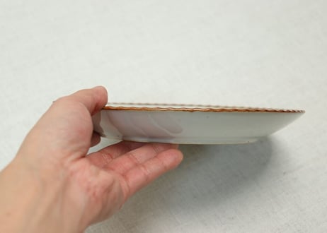 明治後期~大正銅判山水と犬図7寸イゲ皿