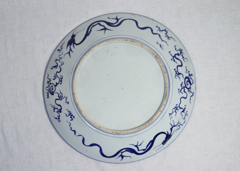 染付　大皿　時代 伊万里焼 染付 大皿 獅子模様 明治時代 | Antique Nanae