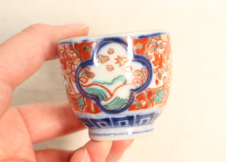 明治後期~大正色絵桜と波千鳥図通り物小向付