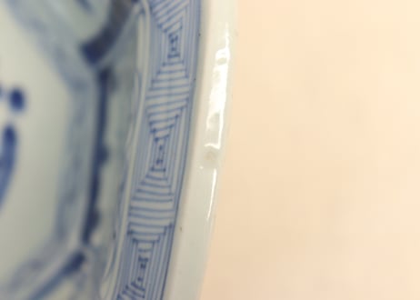 江戸幕末染付竹梅図八角鉢　ノミホツ