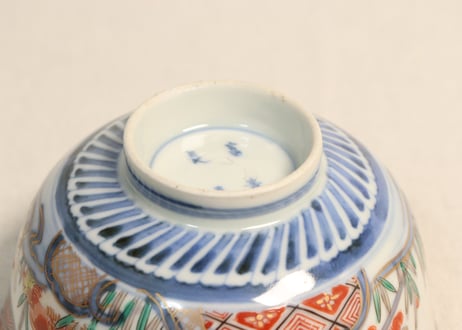 明治前期色絵杜若と梅図飯茶碗