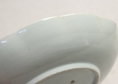 江戸幕末染付山水と花図7寸皿
