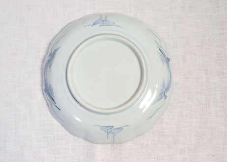 江戸幕末線描き山水図7寸皿