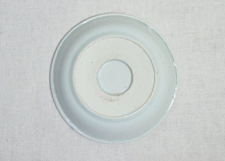 江戸幕末染付格子文図なます皿　膨れ