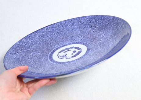 明治前期紙刷微塵唐草図尺皿