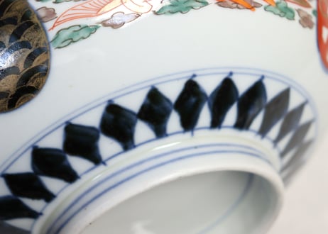 明治前期色絵松竹梅に鶴図8寸鉢