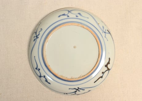 江戸中期染付竹林雀図6寸皿①薄め フリモノ