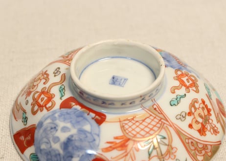明治前期色絵竹梅と桐通り物飯茶碗①フリモノ