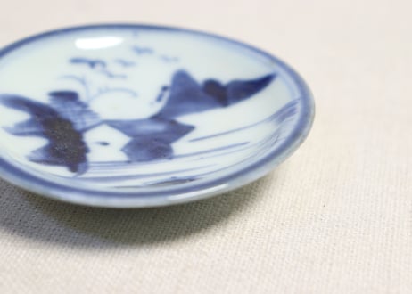 江戸中期染付山水図豆皿