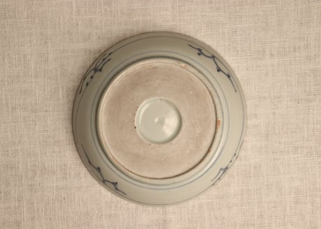 江戸後期染付菊と格子文なます皿　少甘手