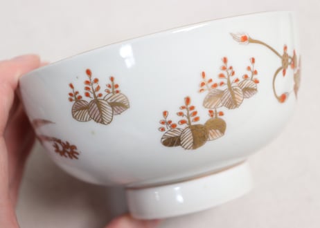 明治前期赤絵金彩桐と鳳凰図蒸茶碗