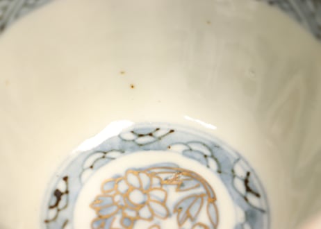 明治前期色絵桜に万年青図通り物向付