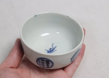 江戸幕末染付丸文湯呑①