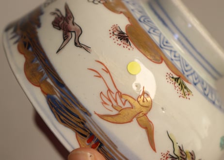 明治前期色絵山水図通り物飯茶碗② 少甘手