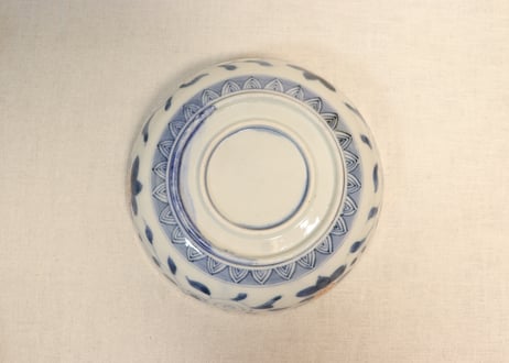 明治前期色絵獅子牡丹と草花図6寸鉢