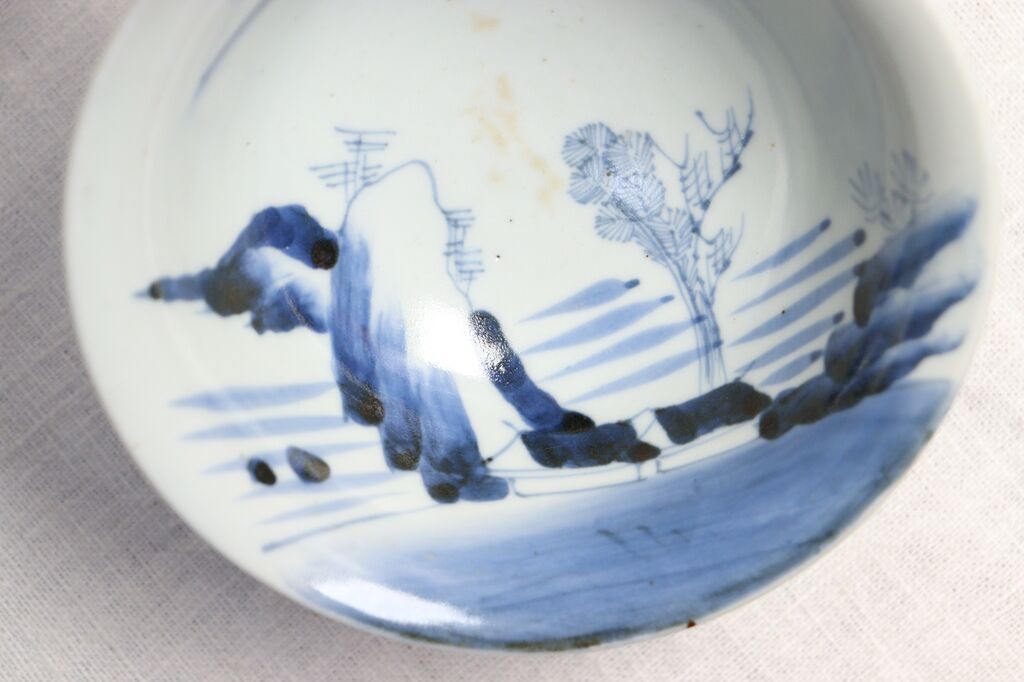 江戸幕末染付山水図盃洗 ホツ,ぐらつき | 吉祥寺PukuPuku