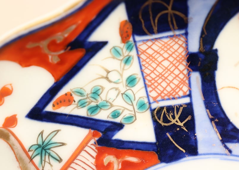 明治前期色絵三方竹梅図7寸皿 色擦れ | 吉祥寺PukuPuku